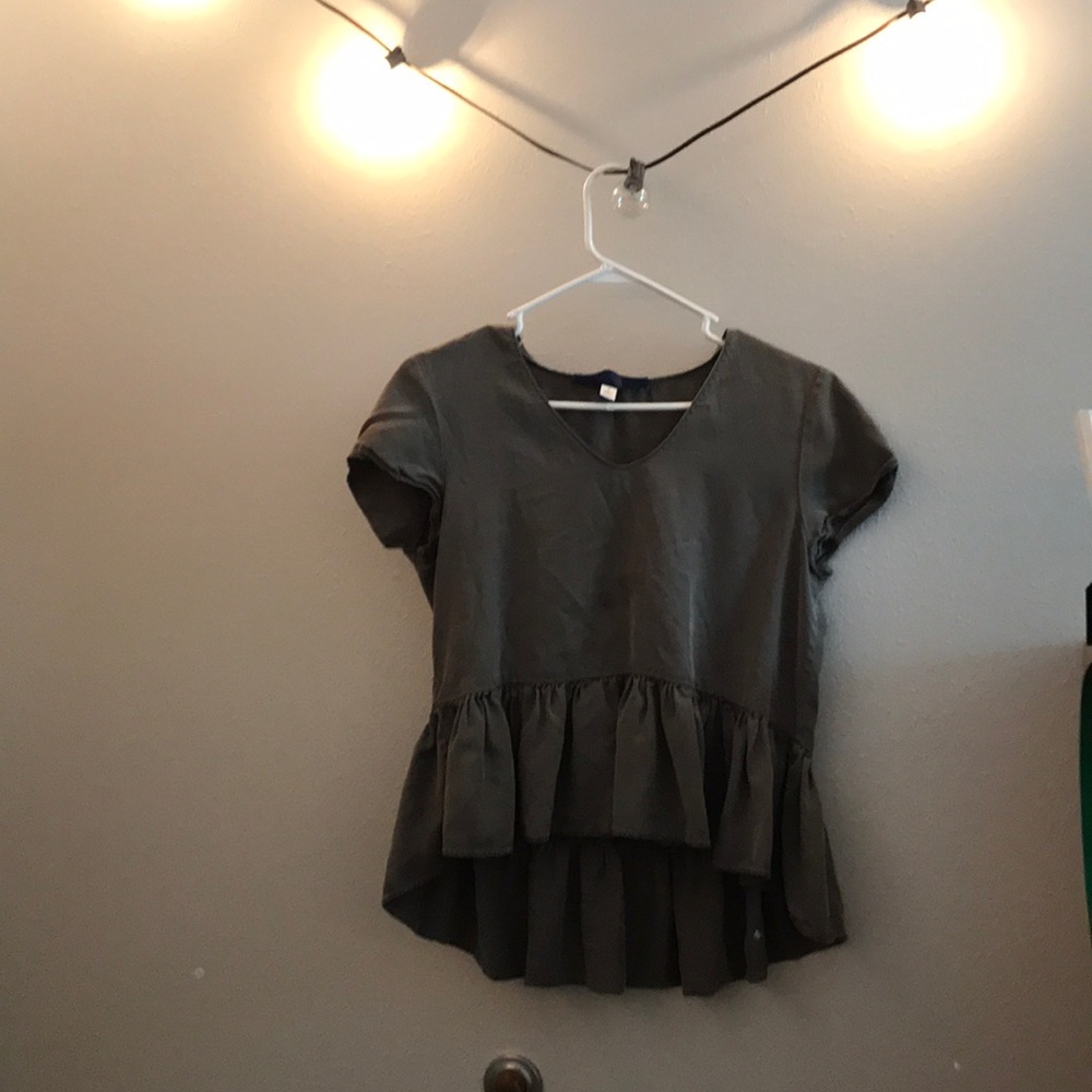 Anthropologie Peplum Top Navy Green
